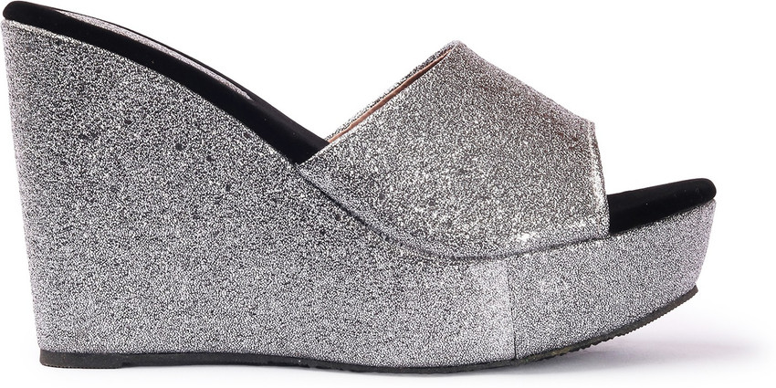 Silver cheap platform wedges
