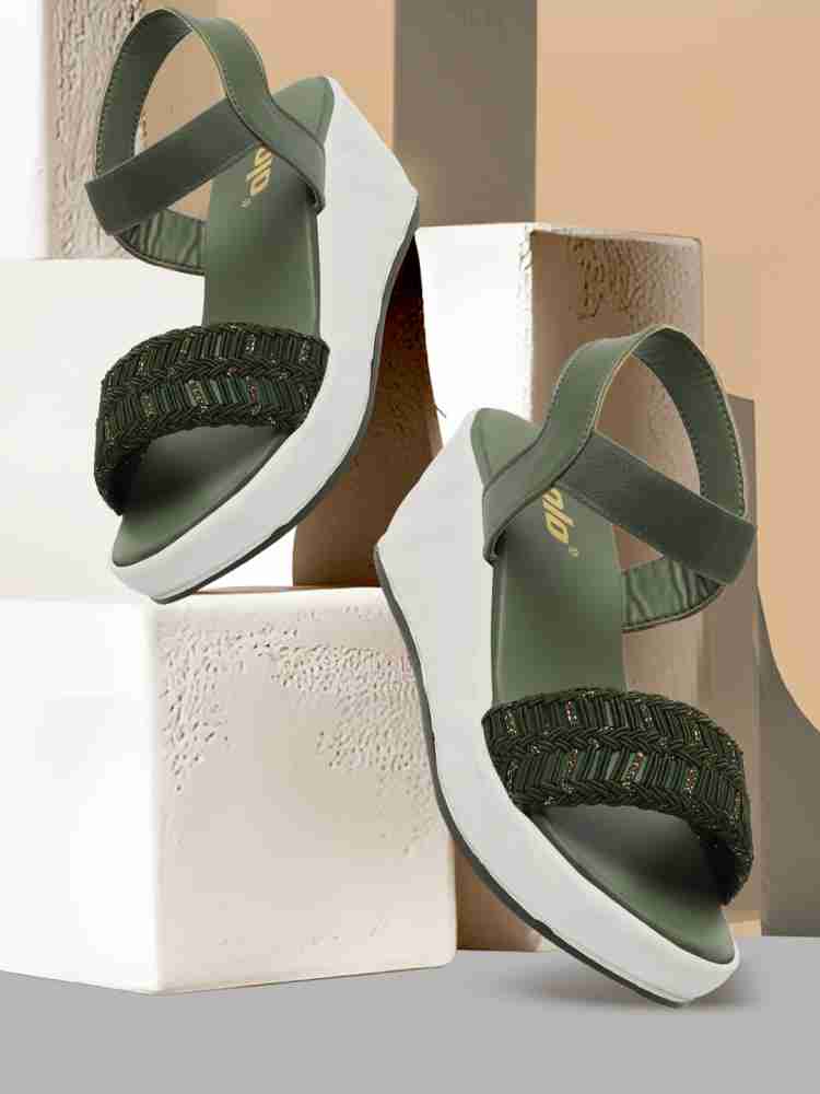 Olive green best sale wedge sandals