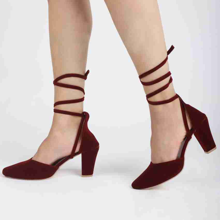 Maroon discount block heels