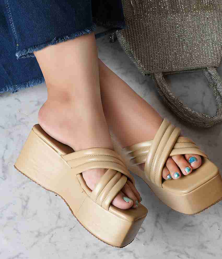 Beige platform sales wedges