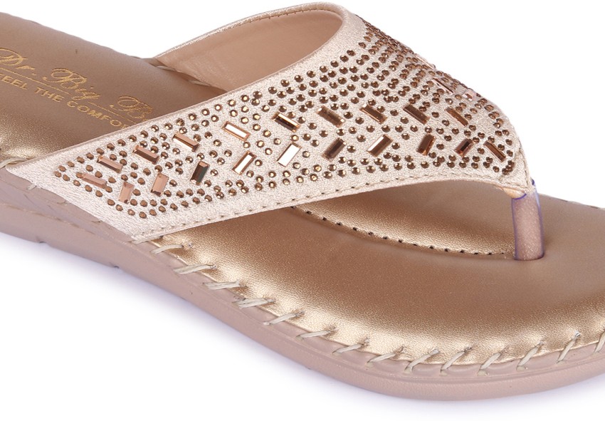 Girls gold online slippers