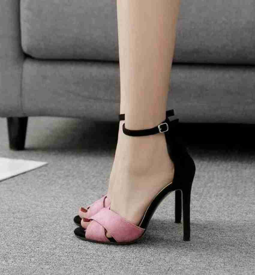 Pink best sale black heels