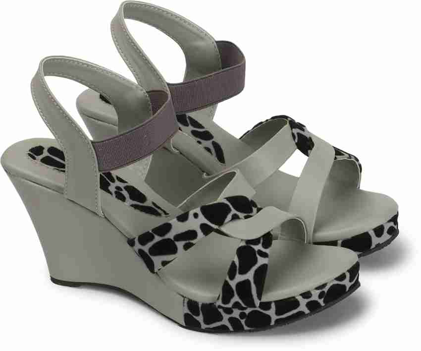 Women's grey 2025 wedge sandals