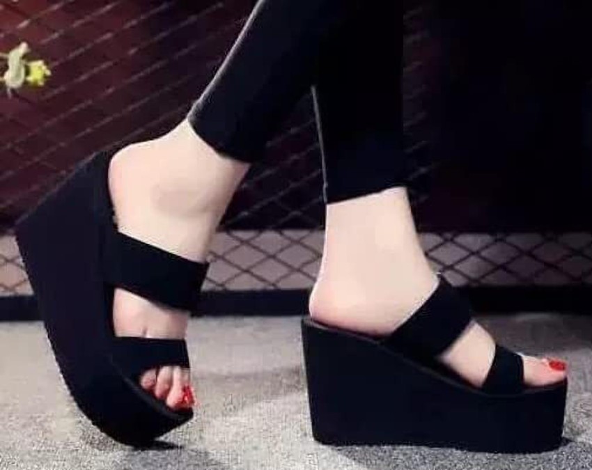 Black high online wedges