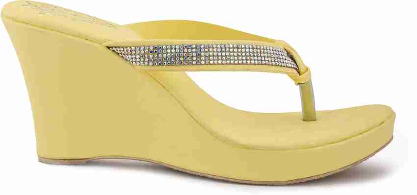 HEELHAVEN Women Yellow Wedges Buy HEELHAVEN Women Yellow Wedges