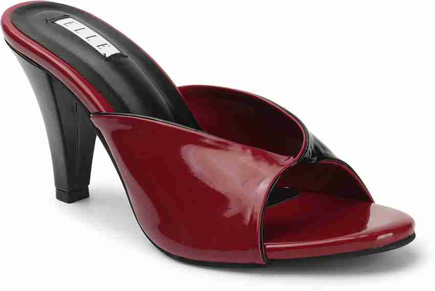Red leather mules with heel discount