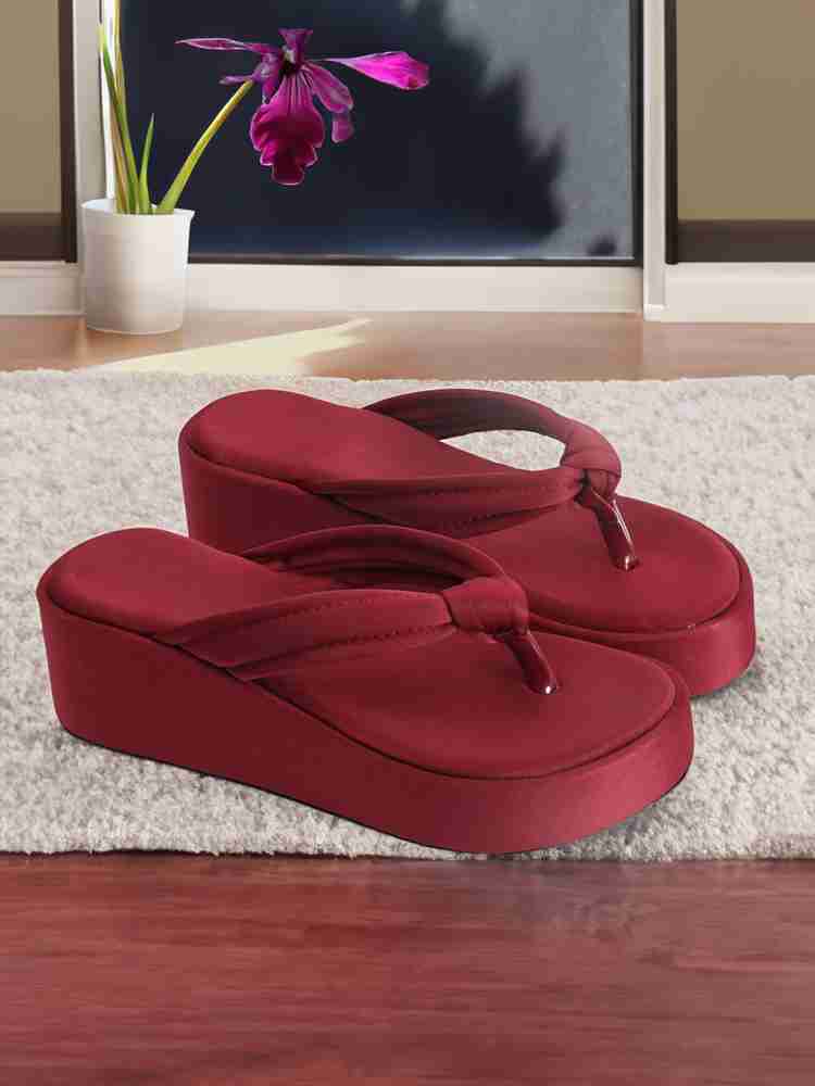 Red platform discount flip flops