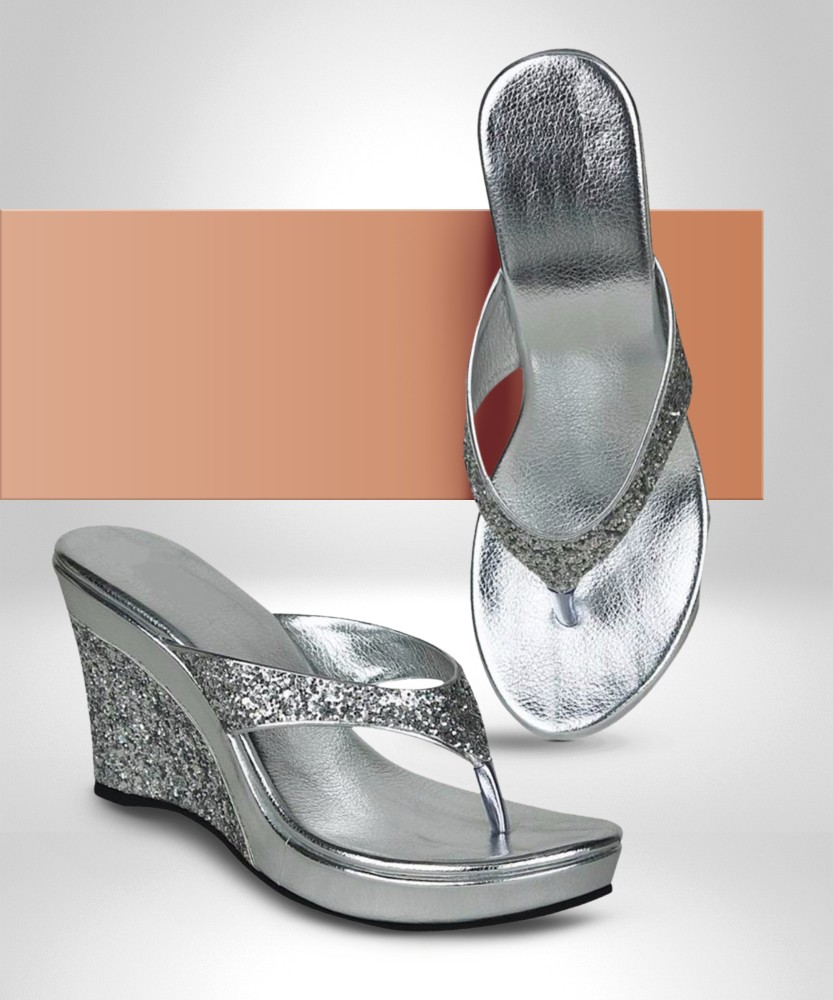 Womens discount silver wedges