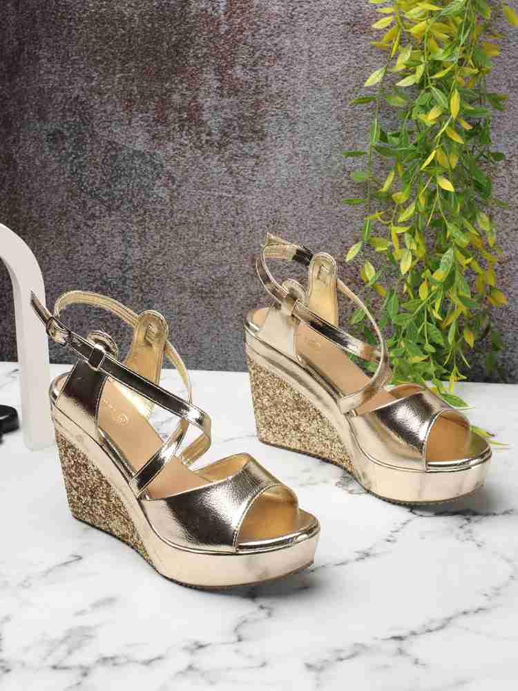 ICONICS Women Gold Wedges Buy ICONICS Women Gold Wedges Online