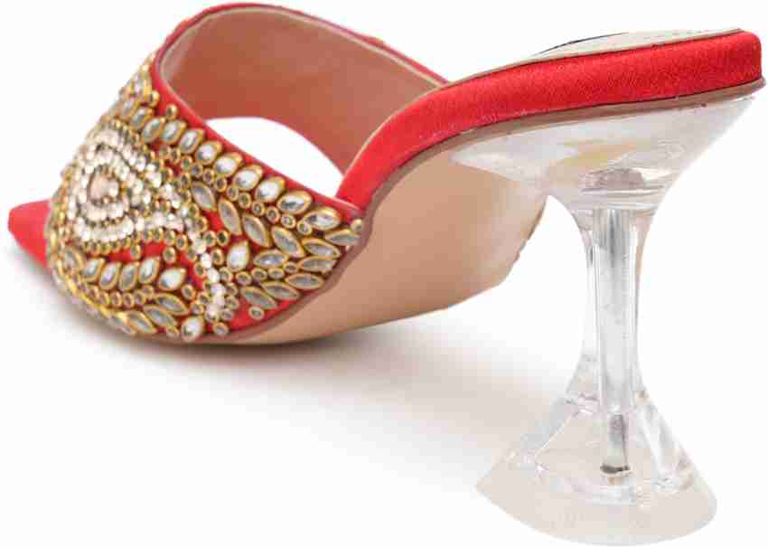 Red stiletto online mules