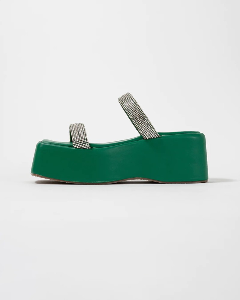 Emerald green wedge discount sandals