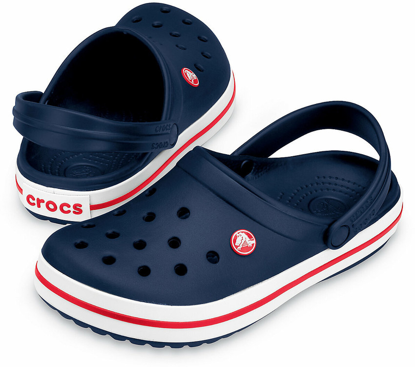 Navy blue and white crocs cheap