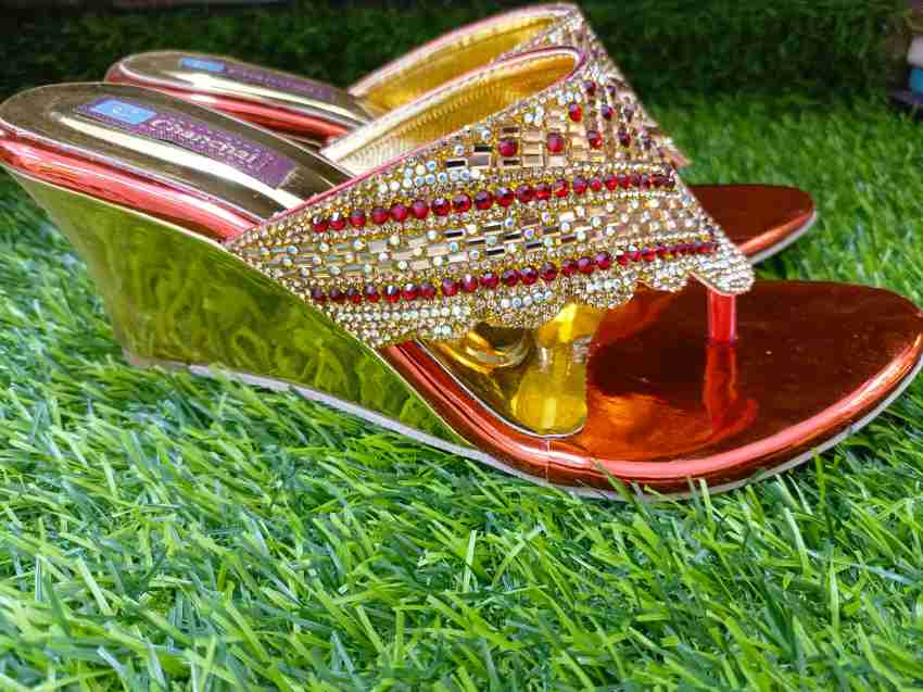 DULHAN CHAPPAL Women Red Heels Buy DULHAN CHAPPAL Women Red