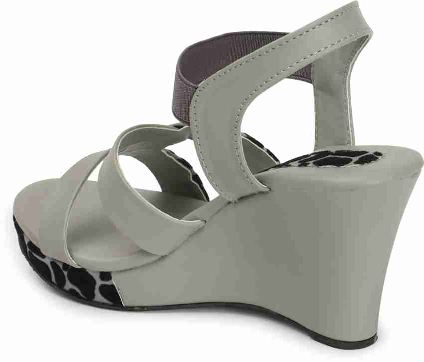 Ladies grey deals wedge sandals