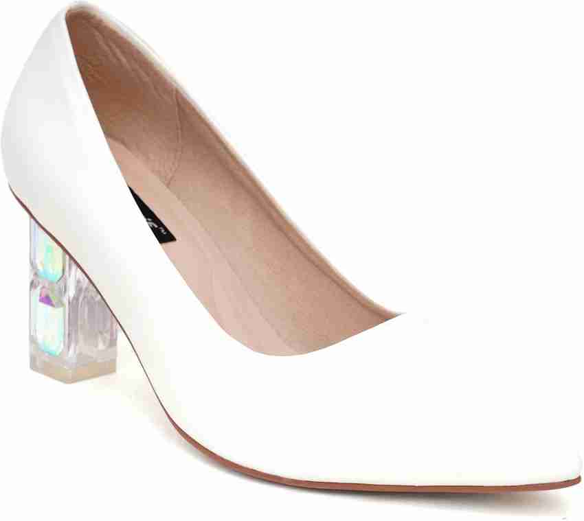 White discount block pumps