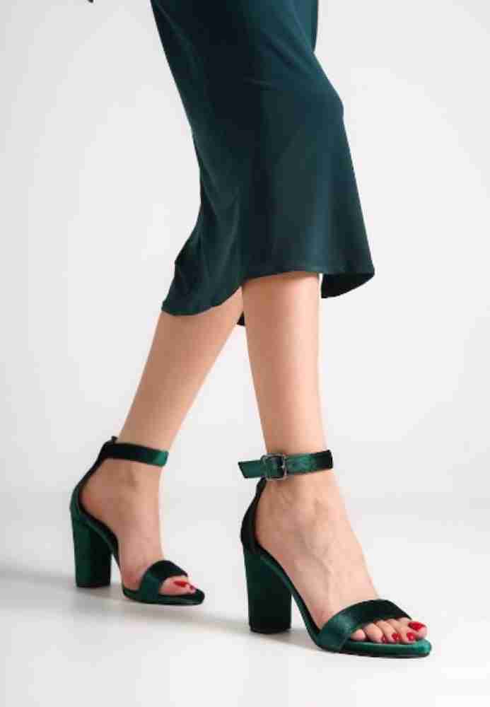 Dark green block sales heel shoes