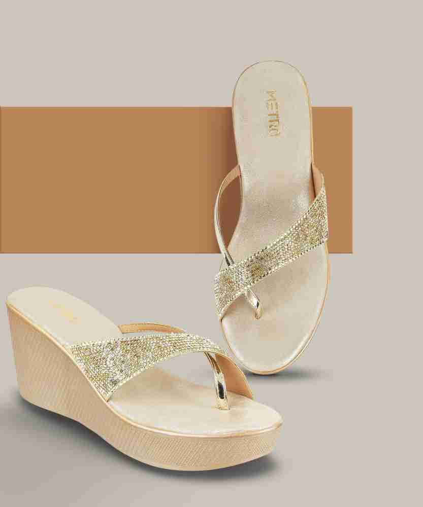 Gold wedge sale flip flops