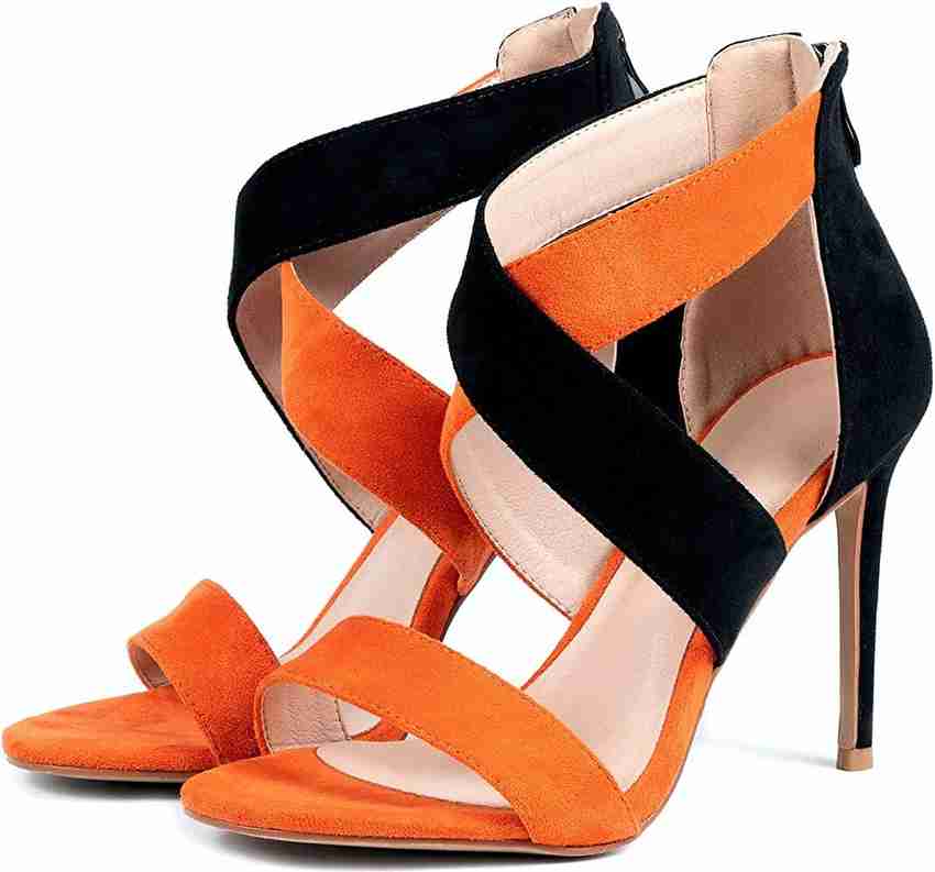 UUNDA Fashion Women Black Orange Heels Buy UUNDA Fashion Women