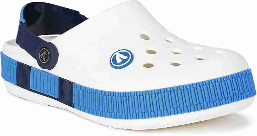 Aqualite Comfort Anti Skid Men White Blue Clogs Buy Aqualite