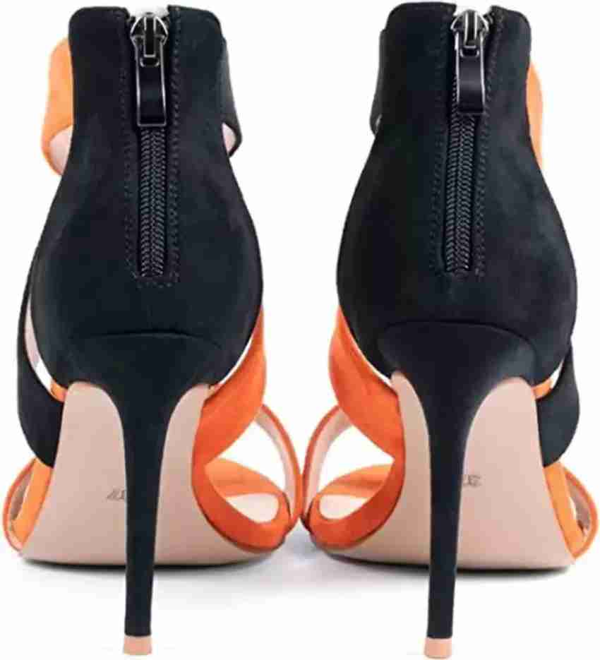 Orange strappy heels best sale