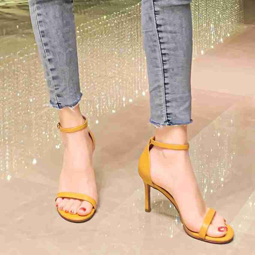 Yellow ankle strap online heels