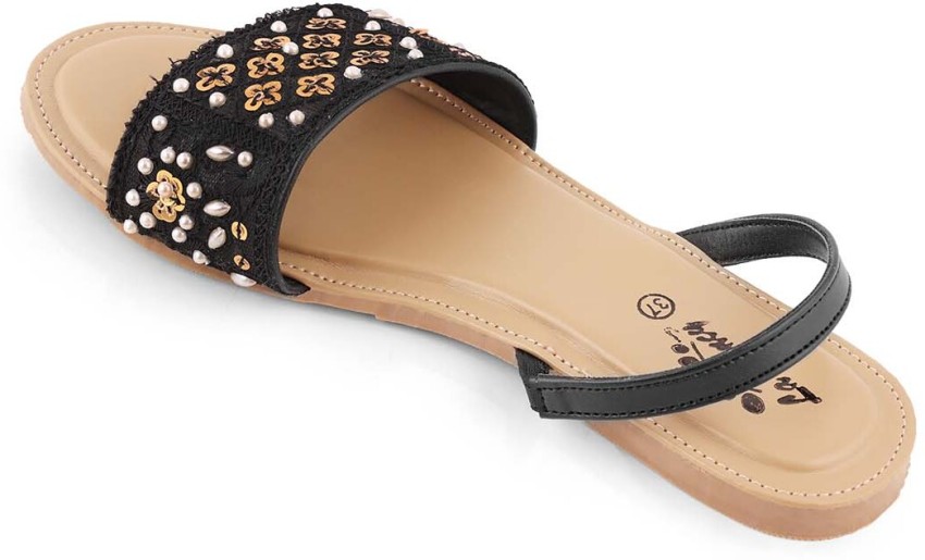 Black embellished flat discount sandals