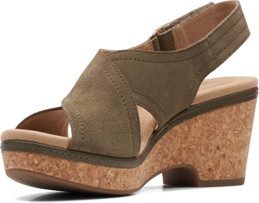 CLARKS Women Olive Wedges Buy CLARKS Women Olive Wedges Online