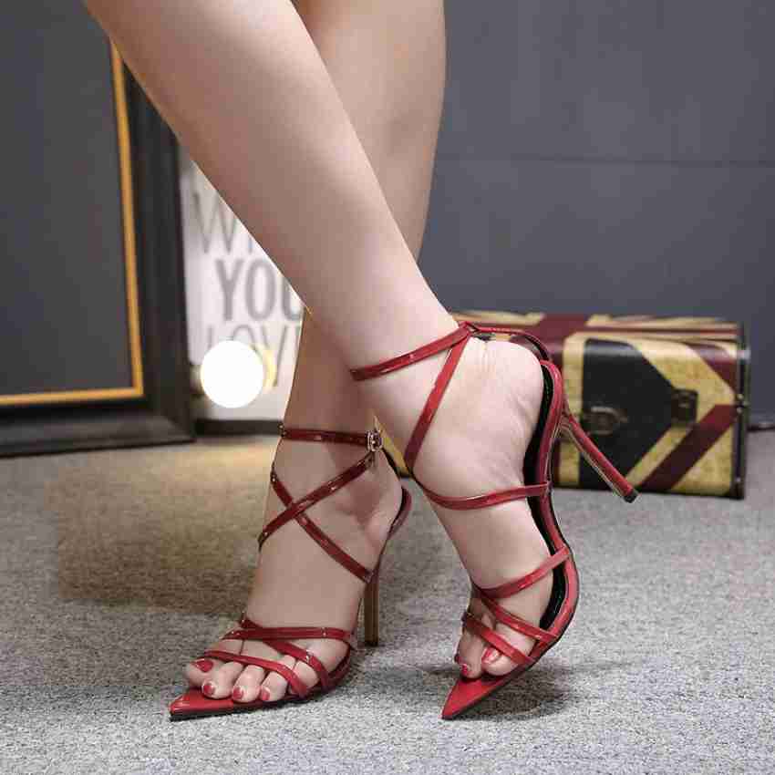 Red heeled sandals uk fashion