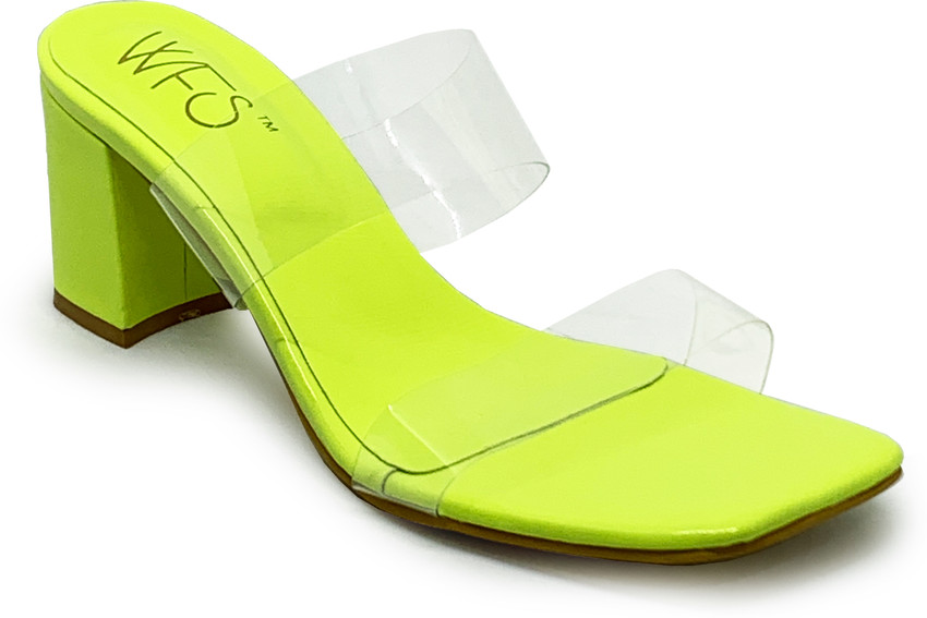 Clear and lime green heels top