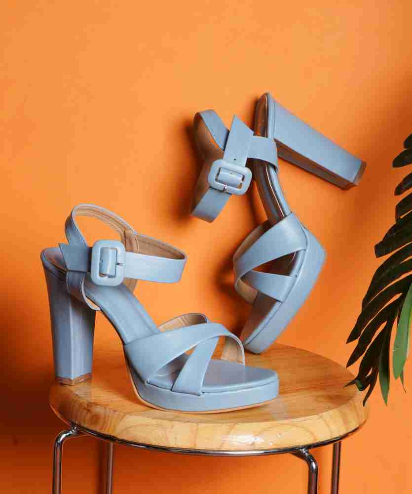 Blue platform heels discount with ankle strap