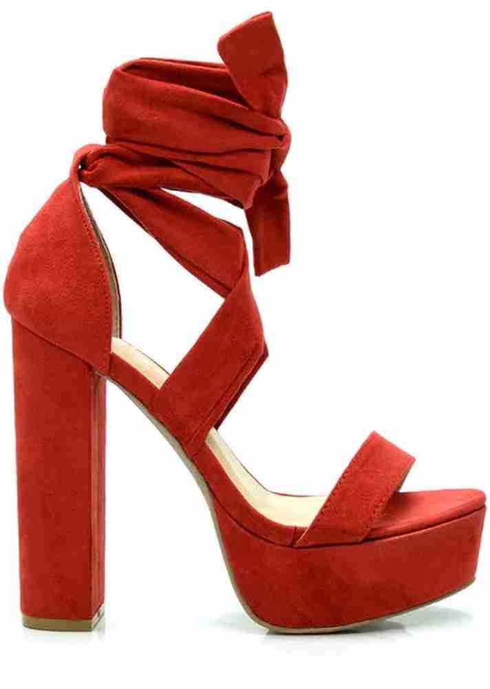 Red platform heels discount with ankle strap