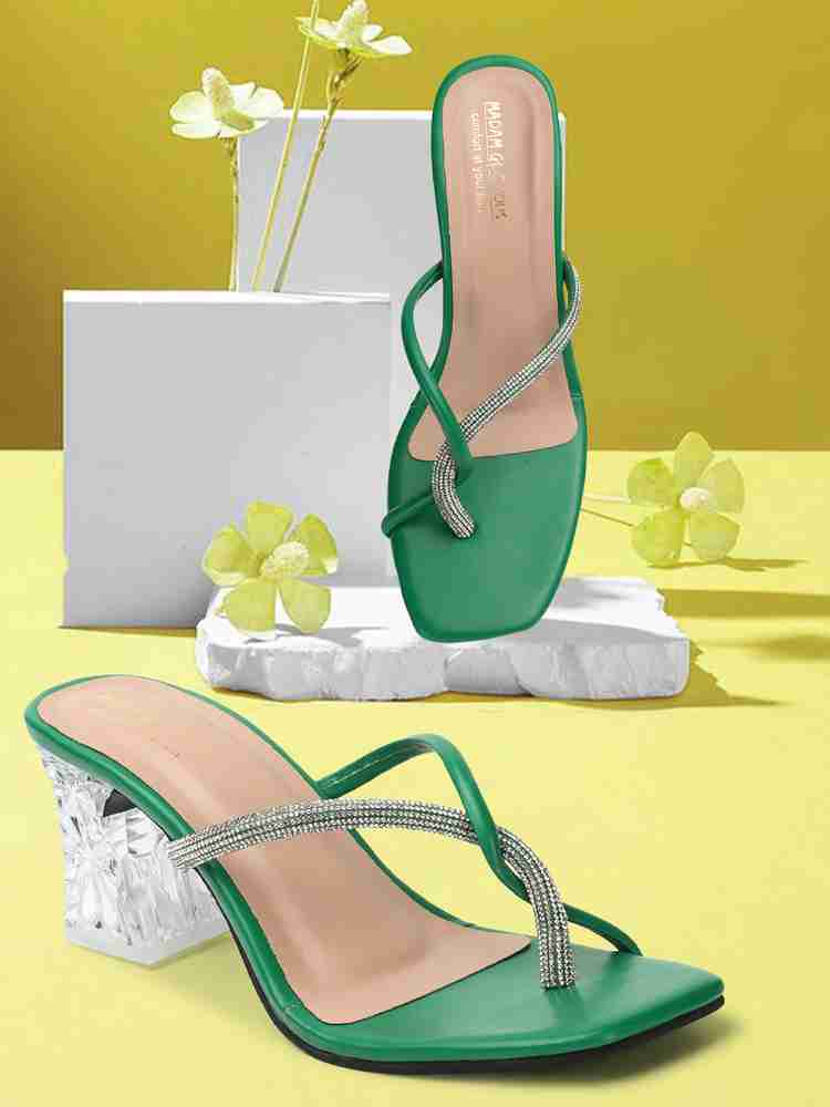 Green sandals heels clearance
