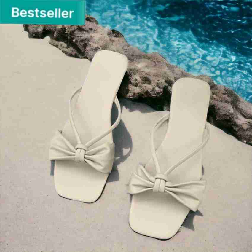 White open toe online flat sandals