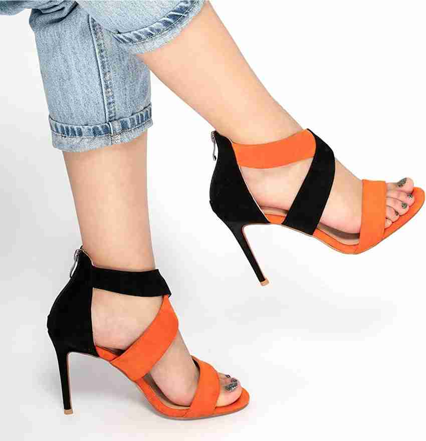 Strappy orange top heels