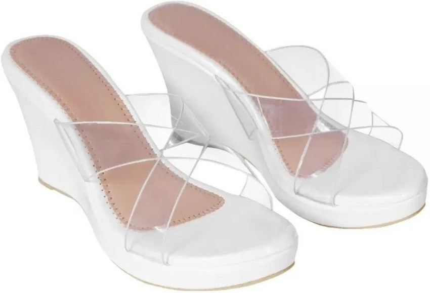 White wedge high discount heels