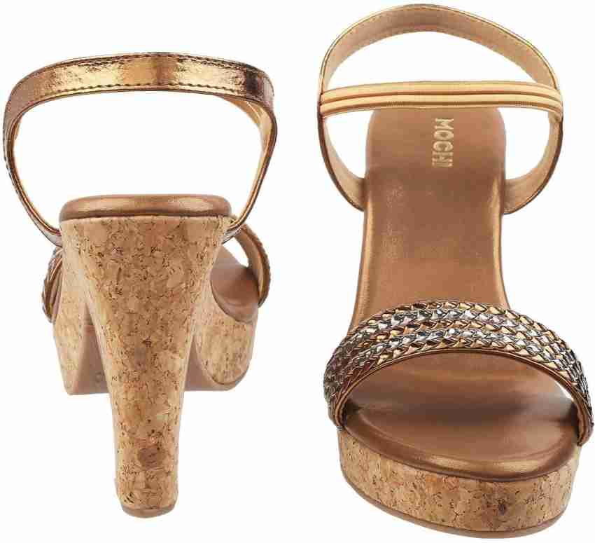 MOCHI Women Gold Heels - Buy MOCHI Women Gold Heels Online at Best Price -  Shop Online for Footwears in India