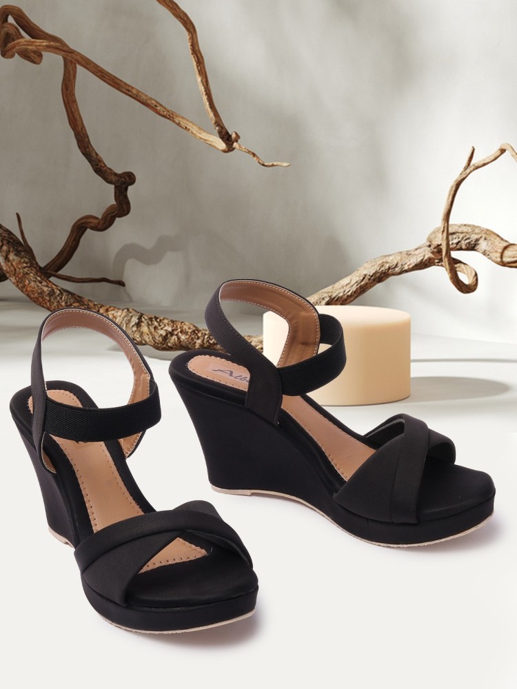 Black wedge sandals discount with ankle strap