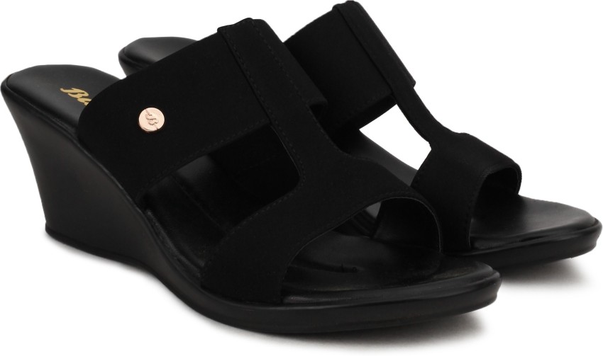 Black wedge best sale sandals low heel