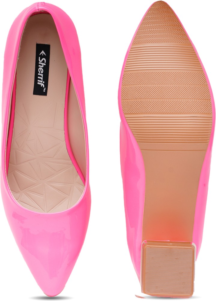 Pink pumps best sale block heel