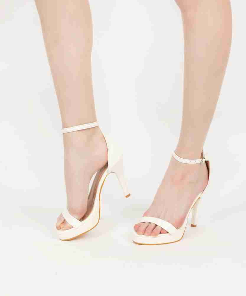 White barely there discount heels