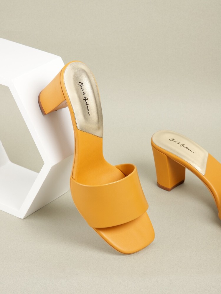 Mustard yellow best sale block heels