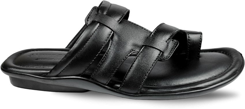 RICHER ROYAL Pure Leather Sandals for Men Black Slider