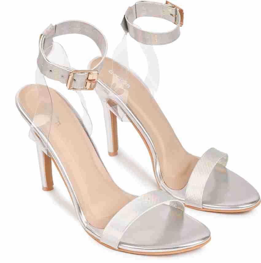 One inch silver heels deals