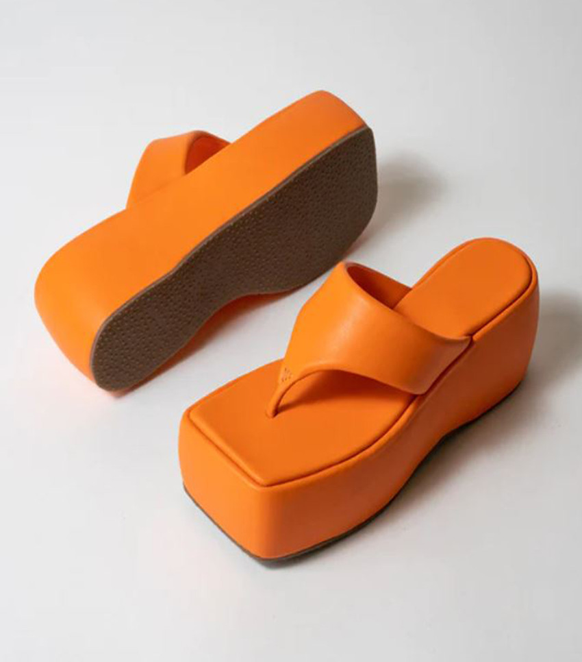 Orange wedge best sale flip flops
