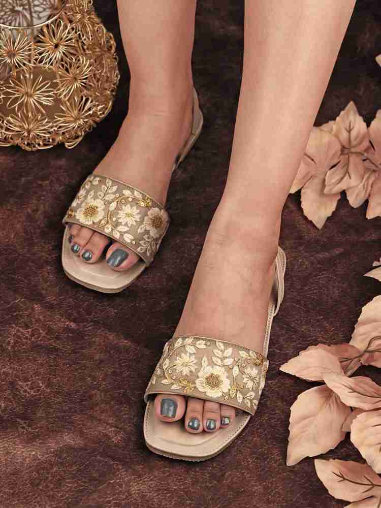 Buy LaSancy Embroidered Slip-on Ethnic Flats, Toe-Ring Festive Chappals, Women's Fashion Sandals