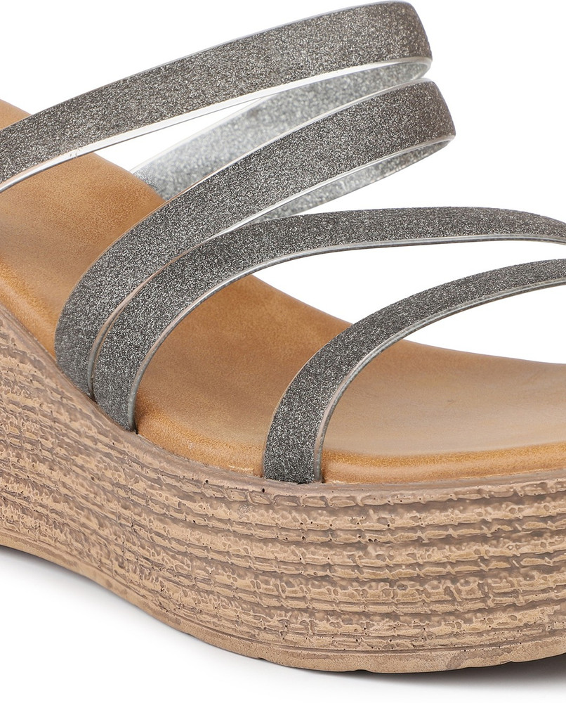 Silver best sale wedge mules