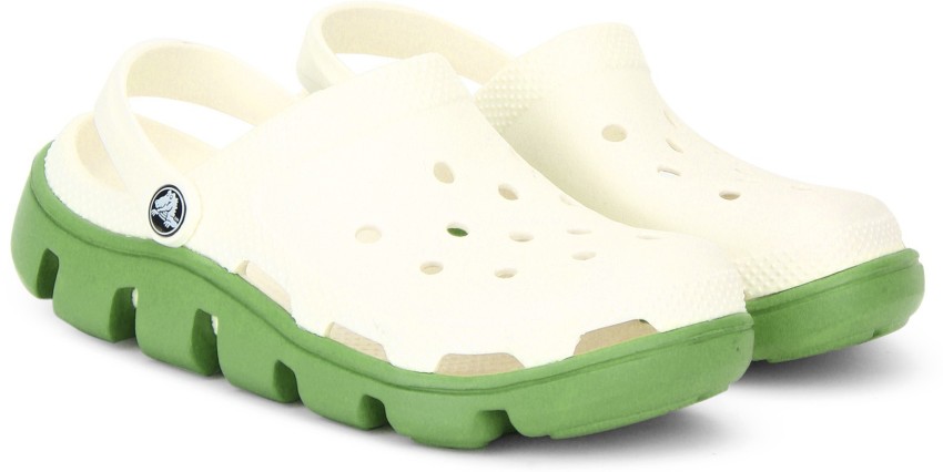 Green and cheap white crocs