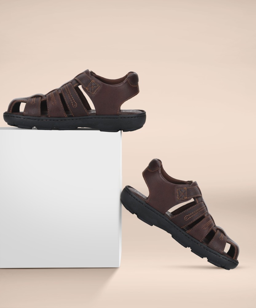 Men Tan Genuine Leather Handmade Sandals Airmix