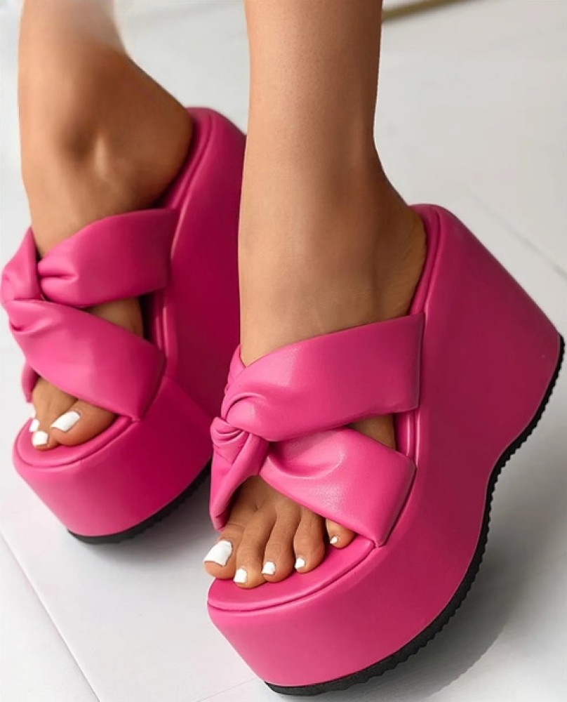 Pink wedges best sale closed toe