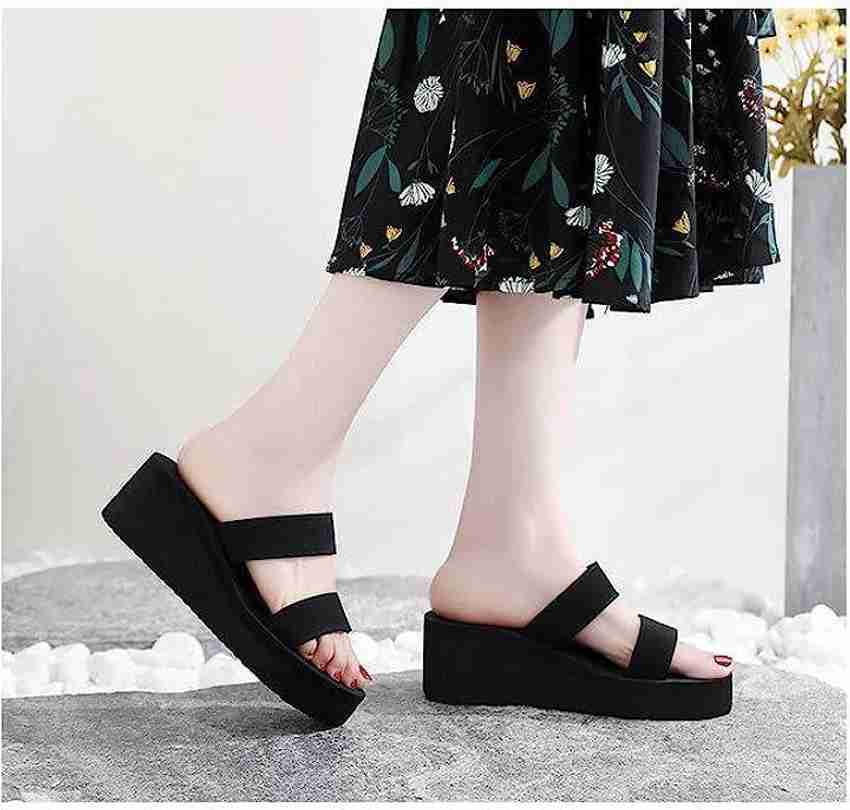 Black platform 2025 sandal wedges
